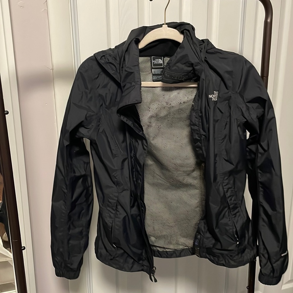 Black northface rain jackey